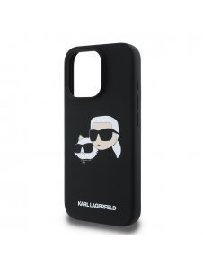 Karl Lagerfeld flytande silikon Double Heads MagSafe-fodral för iPhone 16 Pro Svart