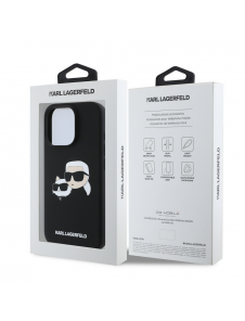 Karl Lagerfeld flytande silikon Double Heads MagSafe-fodral för iPhone 16 Pro Svart