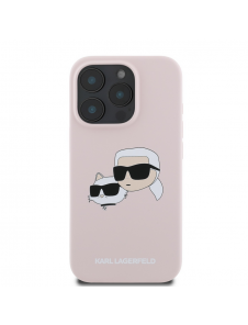 Karl Lagerfeld flytande silikon Double Heads MagSafe-fodral för iPhone 16 Pro Max Rosa