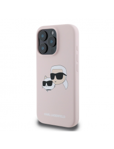Karl Lagerfeld flytande silikon Double Heads MagSafe-fodral för iPhone 16 Pro Max Rosa