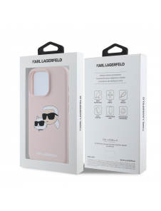Karl Lagerfeld flytande silikon Double Heads MagSafe-fodral för iPhone 16 Pro Max Rosa