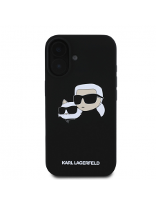 Karl Lagerfeld Flytande Silikon Double Heads MagSafe Fodral för iPhone 16 Plus Svart