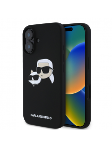Karl Lagerfeld Flytande Silikon Double Heads MagSafe Fodral för iPhone 16 Plus Svart
