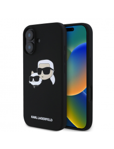 Karl Lagerfeld Flytande Silikon Double Heads MagSafe Fodral för iPhone 16 Plus Svart