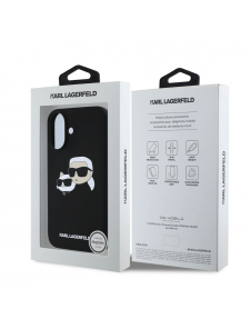Karl Lagerfeld Flytande Silikon Double Heads MagSafe Fodral för iPhone 16 Plus Svart