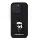 Karl Lagerfeld Fixed Glitter Metal Ikonik Fodral för iPhone 16 Pro Svart
