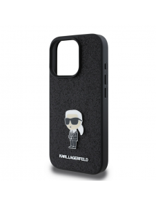 Karl Lagerfeld Fixed Glitter Metal Ikonik Fodral för iPhone 16 Pro Svart