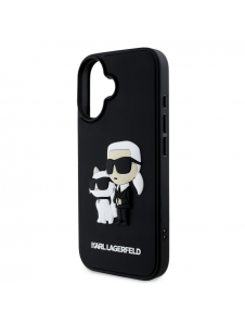 Karl Lagerfeld 3D-gummi Karl och Choupette-fodral till iPhone 16 Plus Svart