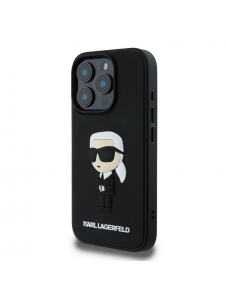 Karl Lagerfeld 3D Gummi Ikonik Fodral för iPhone 16 Pro Svart