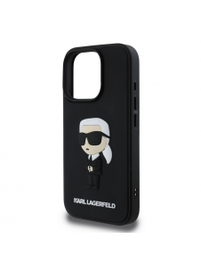 Karl Lagerfeld 3D Gummi Ikonik Fodral för iPhone 16 Pro Svart