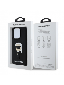 Karl Lagerfeld 3D Gummi Ikonik Fodral för iPhone 16 Pro Svart