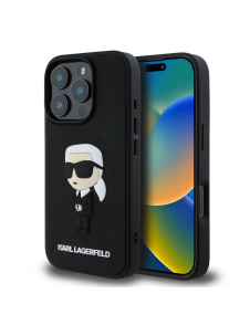 Karl Lagerfeld 3D Gummi Ikonik Fodral för iPhone 16 Pro Max Svart