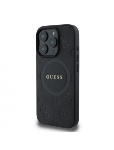 Guess Saffiano Peony Stamp MagSafe Fodral till iPhone 16 Pro Svart