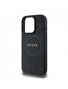 Guess Saffiano Peony Stamp MagSafe Fodral till iPhone 16 Pro Svart
