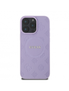 Guess Saffiano Peony Stamp MagSafe Fodral till iPhone 16 Pro Max Lila