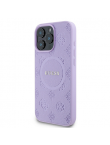 Guess Saffiano Peony Stamp MagSafe Fodral till iPhone 16 Pro Max Lila