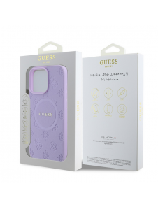 Guess Saffiano Peony Stamp MagSafe Fodral till iPhone 16 Pro Max Lila