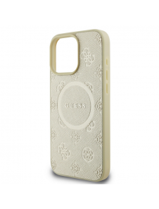 Guess Saffiano Peony Stamp MagSafe Fodral till iPhone 16 Pro Max Gold