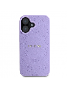 Guess Saffiano Peony Stamp MagSafe Fodral till iPhone 16 Lila