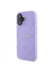 Guess Saffiano Peony Stamp MagSafe Fodral till iPhone 16 Lila