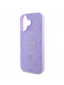 Guess Saffiano Peony Stamp MagSafe Fodral till iPhone 16 Lila