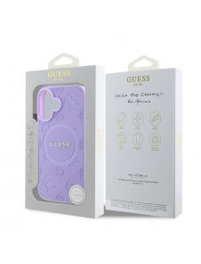 Guess Saffiano Peony Stamp MagSafe Fodral till iPhone 16 Lila