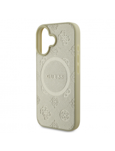 Guess Saffiano Peony Stamp MagSafe Fodral till iPhone 16 Gold