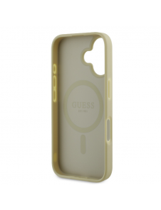 Guess Saffiano Peony Stamp MagSafe Fodral till iPhone 16 Gold