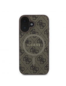Guess PU Leather 4G Colored Ring MagSafe Fodral till iPhone 16 Brun