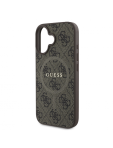 Guess PU Leather 4G Colored Ring MagSafe Fodral till iPhone 16 Brun