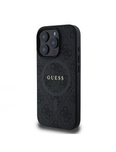 Guess PU Leather 4G Colored Ring MagSafe Fodral för iPhone 16 Pro Svart