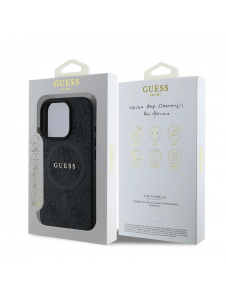 Guess PU Leather 4G Colored Ring MagSafe Fodral för iPhone 16 Pro Max Svart