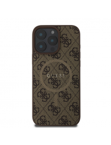 Guess PU Leather 4G Colored Ring MagSafe Fodral för iPhone 16 Pro Brown