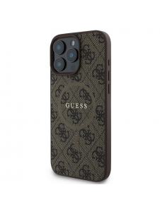 Guess PU Leather 4G Colored Ring MagSafe Fodral för iPhone 16 Pro Brown
