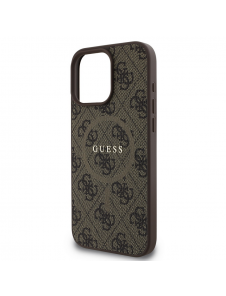 Guess PU Leather 4G Colored Ring MagSafe Fodral för iPhone 16 Pro Brown