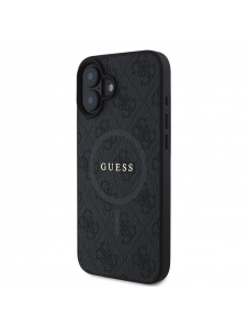 Guess PU Leather 4G Colored Ring MagSafe Fodral för iPhone 16 Plus Svart