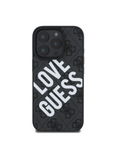 Guess PU Leather 4G Big Love Logo MagSafe Fodral för iPhone 16 Pro Svart