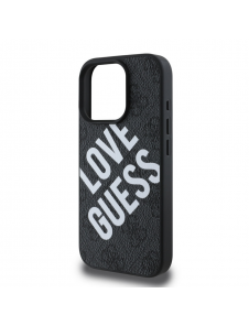Guess PU Leather 4G Big Love Logo MagSafe Fodral för iPhone 16 Pro Svart