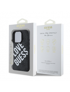 Guess PU Leather 4G Big Love Logo MagSafe Fodral för iPhone 16 Pro Max Svart