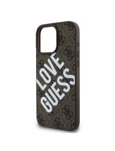 Guess PU Leather 4G Big Love Logo MagSafe Fodral för iPhone 16 Pro Brun
