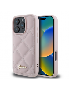 Guess PU Läder Quilted Case för iPhone 16 Pro Pink