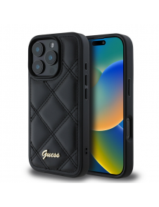 Guess PU Läder Quilted Case för iPhone 16 Pro Max Svart