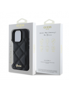Guess PU Läder Quilted Case för iPhone 16 Pro Max Svart