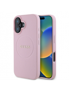 Guess PU Grained Classic Logo MagSafe Fodral för iPhone 16 Rosa
