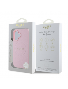 Guess PU Grained Classic Logo MagSafe Fodral för iPhone 16 Rosa