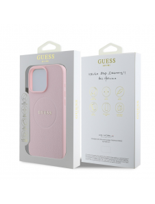 Guess PU Grained Classic Logo MagSafe Fodral för iPhone 16 Pro Max Rosa