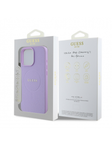 Guess PU Grained Classic Logo MagSafe Fodral för iPhone 16 Pro Max Lila