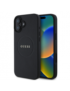 Guess PU Grained Classic Logo MagSafe Fodral för iPhone 16 Plus Svart