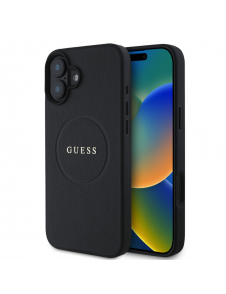 Guess PU Grained Classic Logo MagSafe Fodral för iPhone 16 Plus Svart