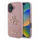 Guess PU Fixed Glitter 4G metalllogofodral för iPhone 16 Rosa